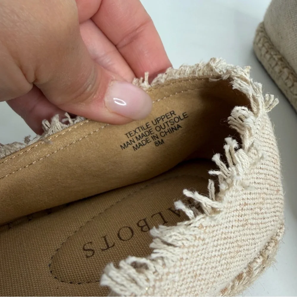 Talbots Izzy Frayed Metallic Espadrille Flats 8M Frayed Edge Resort Wear Coastal